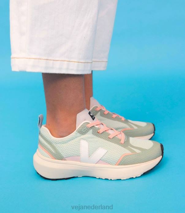 kanarie elastische veters alveomesh matcha wit Veja 28X8390 kinderen schoenen