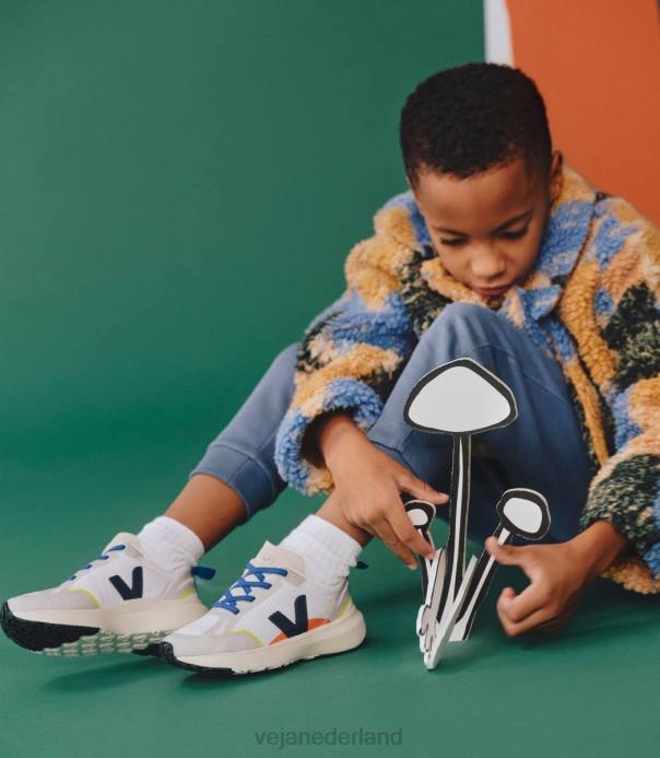 kanarie elastische veters alveomesh witte nautico Veja 28X8381 kinderen schoenen