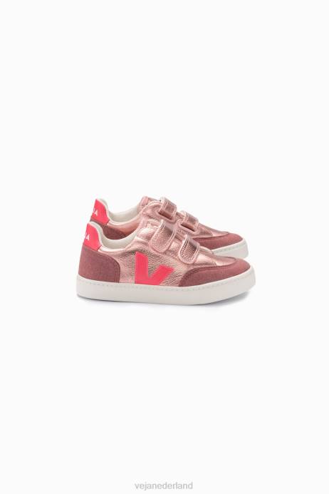 v-12 chroomvrij leer parelmoer roze fluo Veja 28X8306 kinderen schoenen